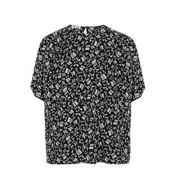 Miu Miu Music Note-Print Crepe Top