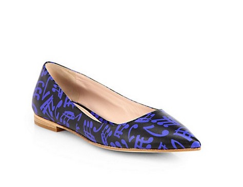 Miu Miu Music Note-Print Leather Ballet Flats