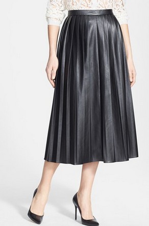 NORDSTROM Black Leather Skirt