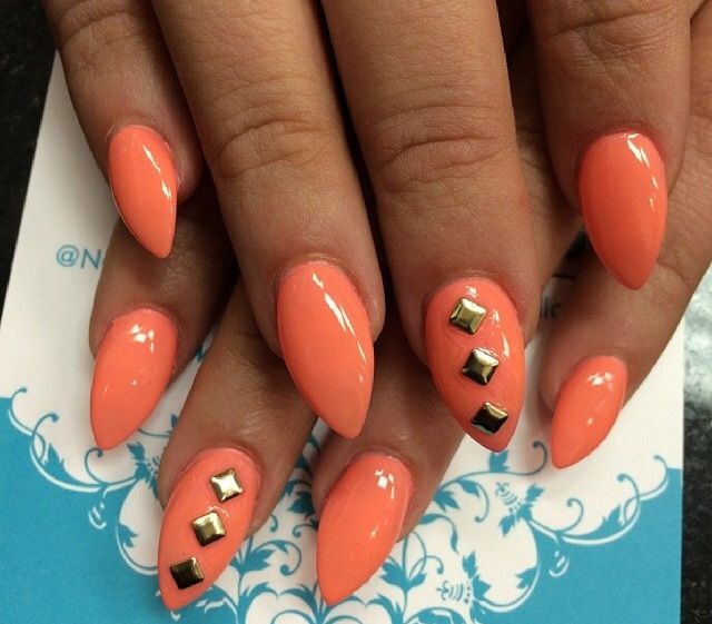 Orange Pointy Nails