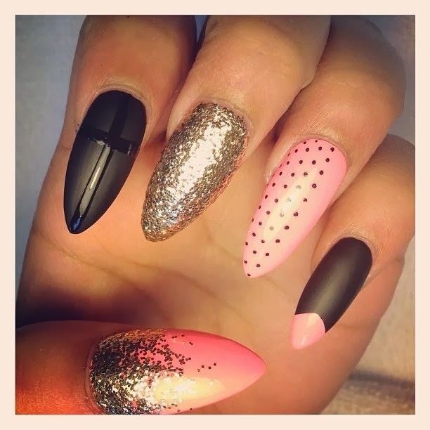 Pink and Black Nails