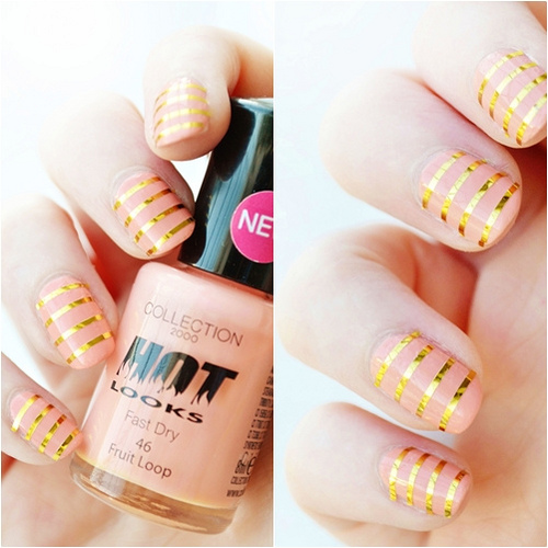 Pink and Golden Nails