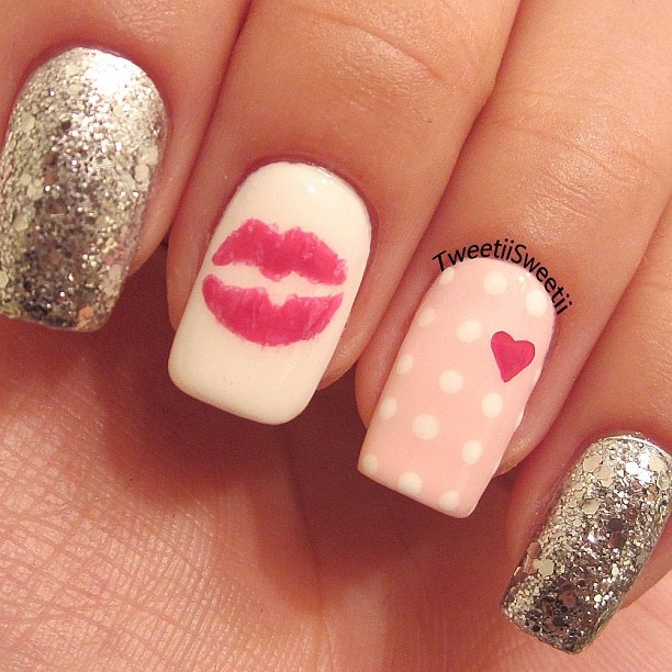 Pink and Sliver Nails