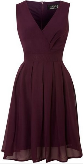 Pussycat - Romantic Chiffon V neck Wrap Dress, Purple