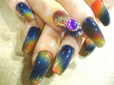 Rainbow Fish Scale Nails