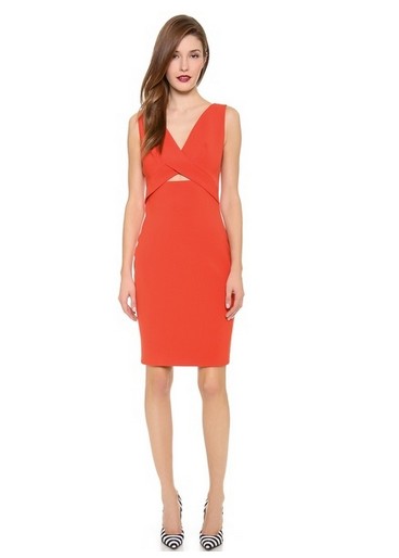 Robert Rodriguez Cutout Dress in a persimmon shade of orange