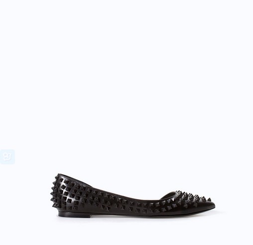 Zara Leather Ballet Flats With Studs ($60)