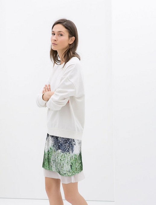 Zara Sequin and Pleated Miniskirt ($70)