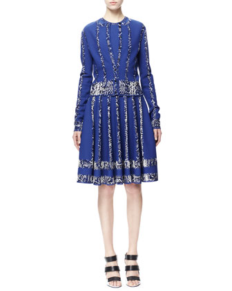 Alexander McQueen Snake-Print-Stripe Cardigan and Full Dress