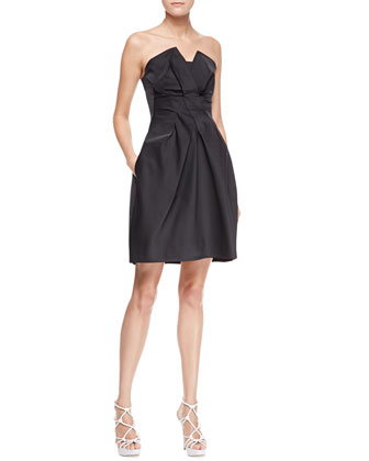 Armani Collezioni Peaked Strapless Taffeta Dress