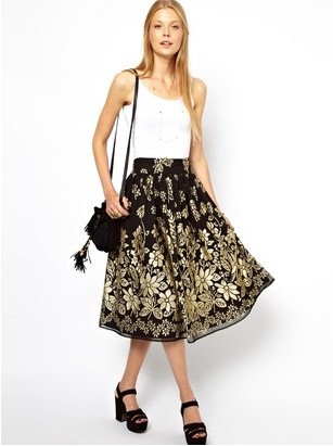 Asos Premium Midi Skirt in Burnout Floral