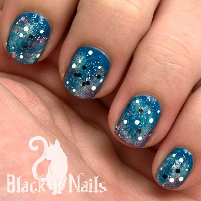 Blue Nails with Glitter