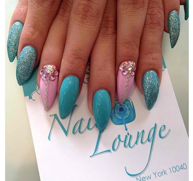 Top 13 Blue Pointy Nails - Pretty Designs