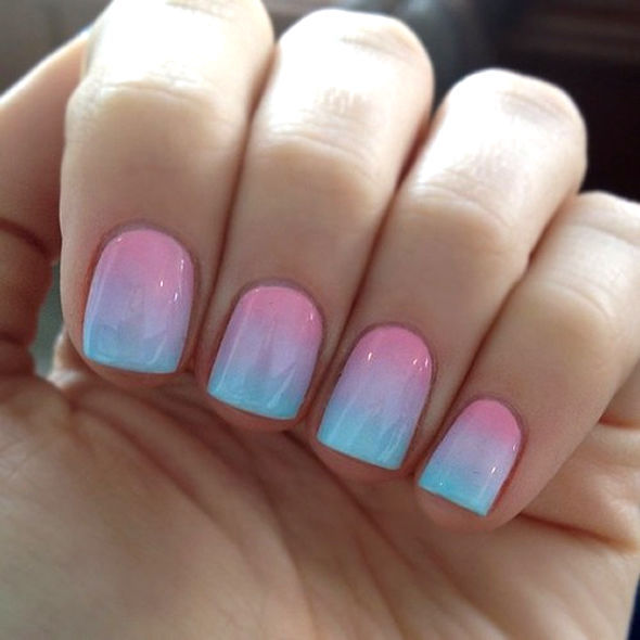 Blue and Pink Nails