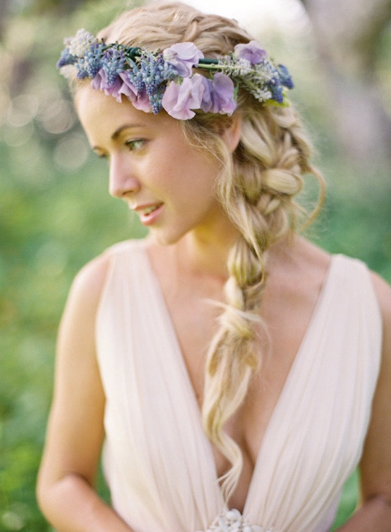 Blunt Braid with Purple Flowers