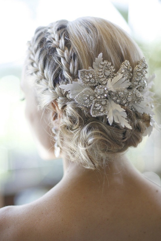 Braided Hairstyle with Floral Accessory