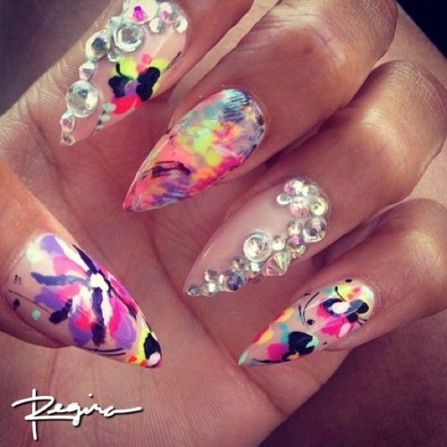 Colorful Nails with Studs