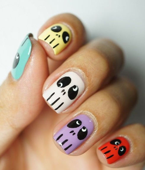 Colorful Skull Nails