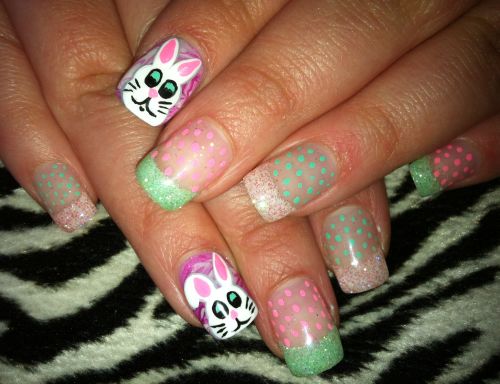 Dot and Bunny Nails