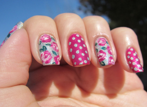 Dot and Rose Nails