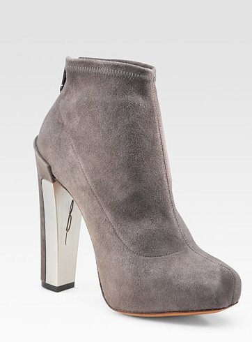 Edeline Gray Stretch Suede Ankle Boots ($450)