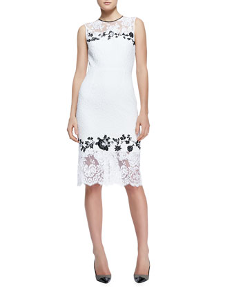 Erdem Sleeveless Fitted Lace Sheath Dress