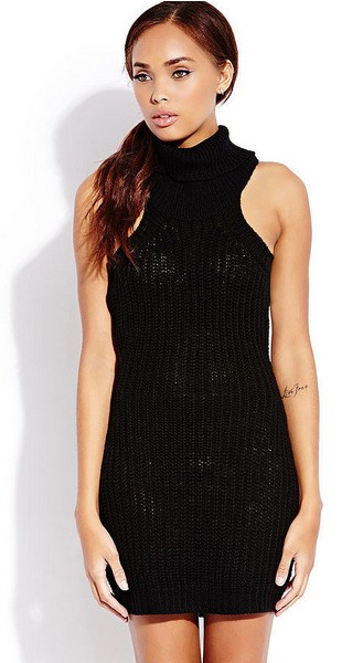 Forever 21 Knit High-Neck Black Sweater Dress ($19, originally $28)