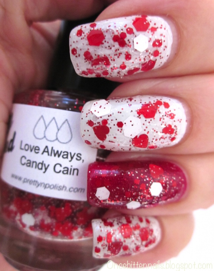 Glitter Red Nails