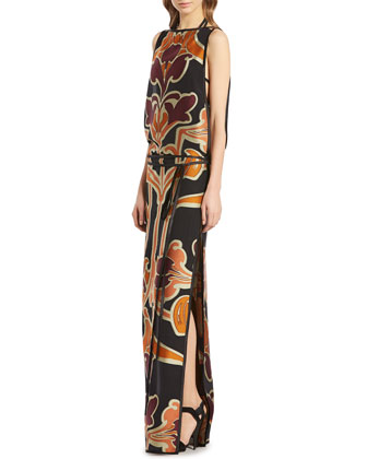 Gucci Nouveau Art Flower Jacquard Gown