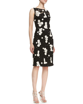 Kalinka Sleeveless Floral Contrast Cocktail Sheath Dress