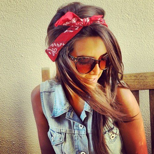 Long Straight Hair with a Bandana