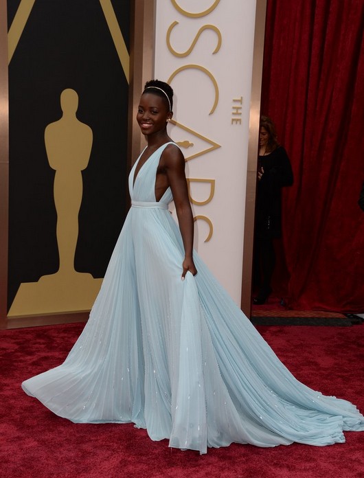 Lupita Nyong'o Pastel Blue Prada Dress