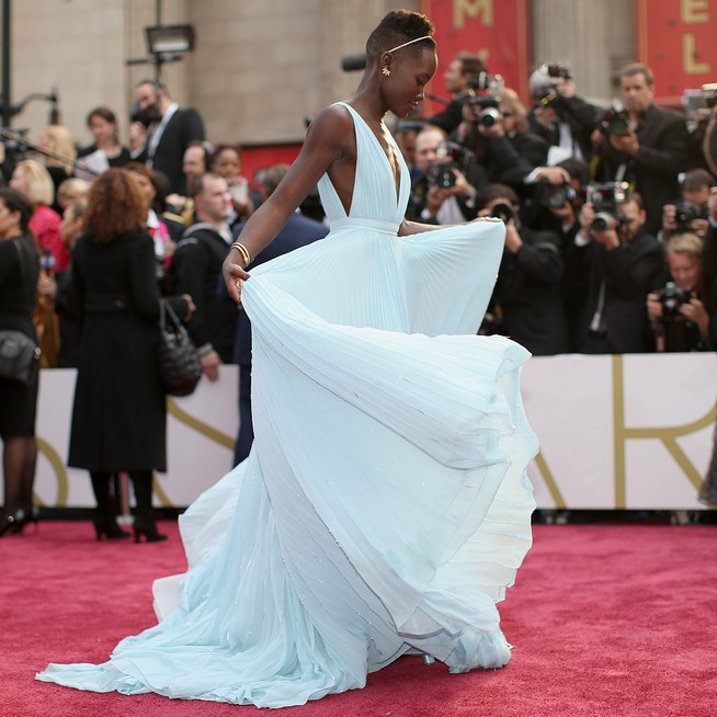 Lupita Nyong'o Pastel Blue Prada Dress