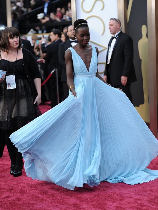 Lupita Nyong'o Pastel Blue Prada Dress