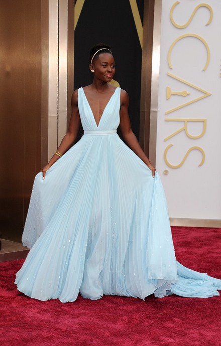 Lupita Nyong'o Pastel Blue Prada Dress