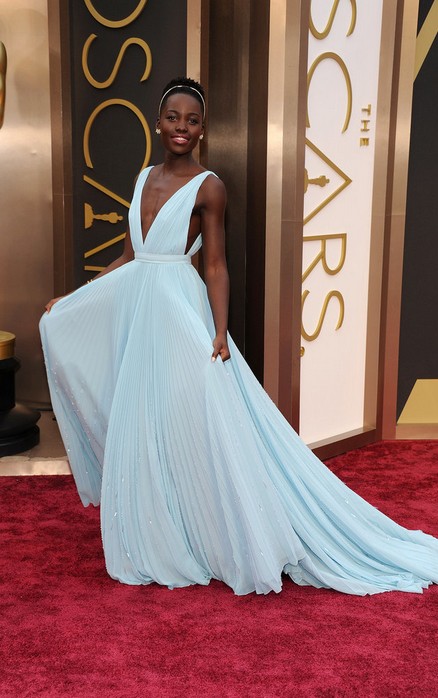 Lupita Nyong'o Pastel Blue Prada Dress