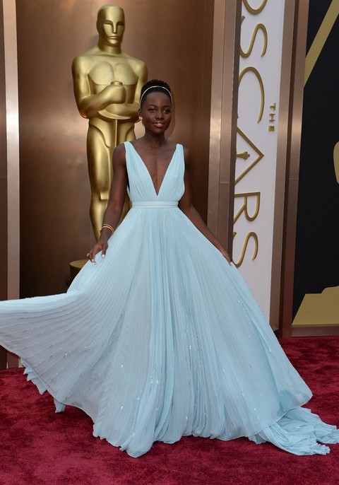 Lupita Nyong'o Pastel Blue Prada Dress