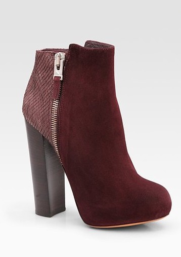 Paramour Suede and Snake-Print Leather Ankle Boots ($450)