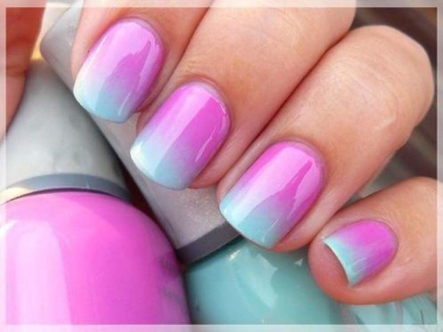 Pink and Blue Nails