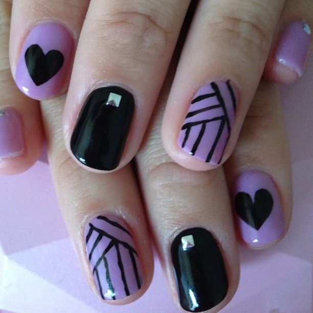 Purple and Black Nails