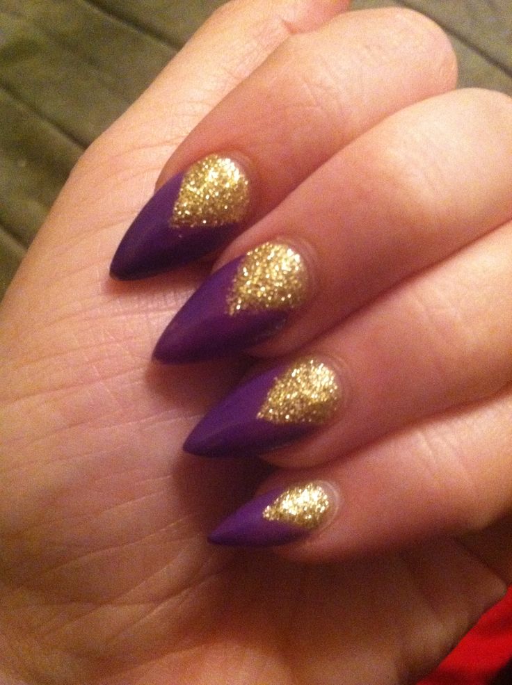 Purple and Gold Nails