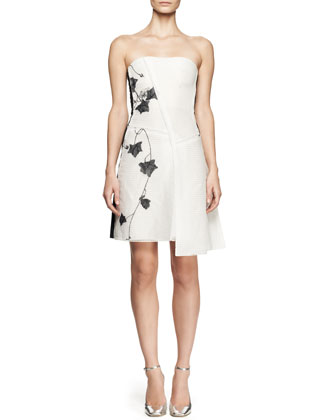 Reed Krakoff Strapless Embroidered Mesh Dress