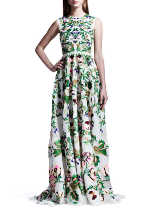 Valentino Embroidered Silk Organza Gown