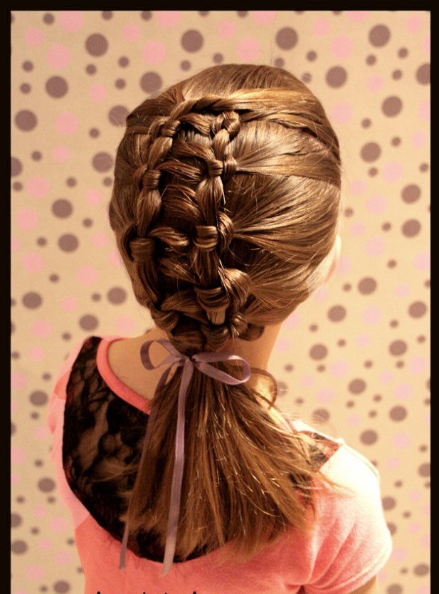 Braided Pony Hairstyle for Little Girls via