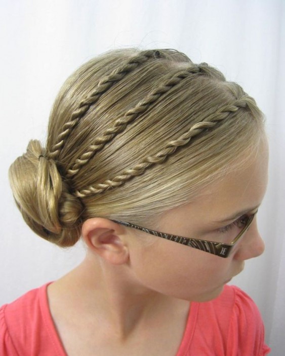 Bun Hairstyle for Little Girls via