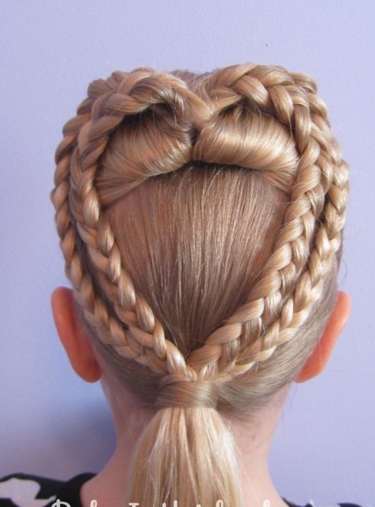 Heart Braid Hairstyle for Little Girls via