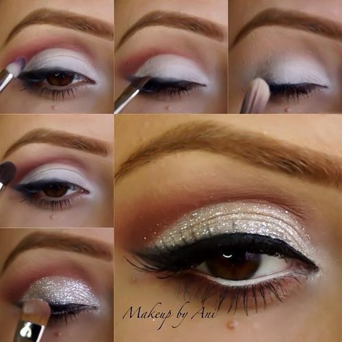 White Glitter Eye Makeup Tutorials