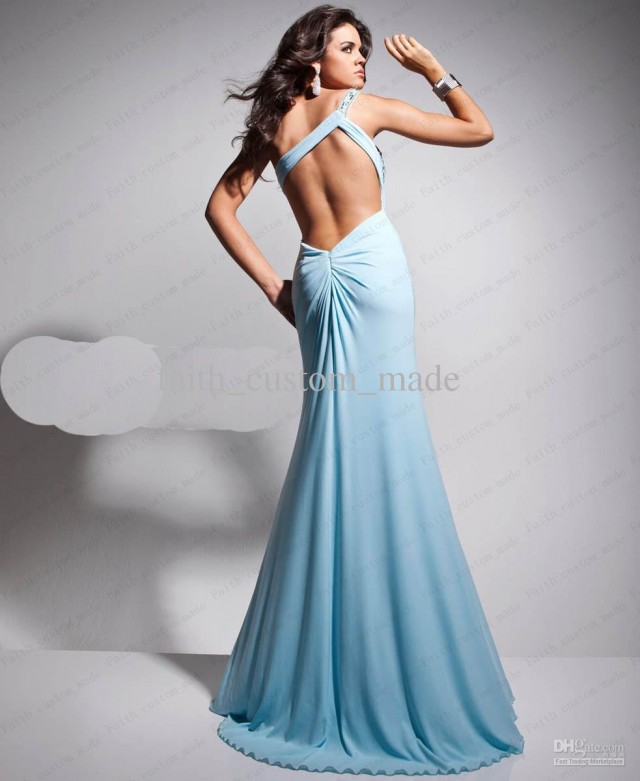 Backless Blue Evening Dress