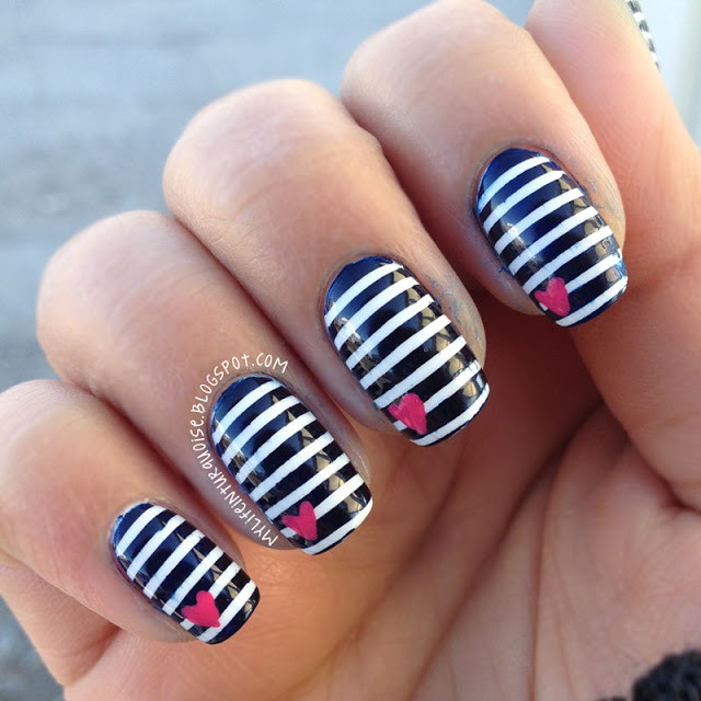 Black and White Striped Nails