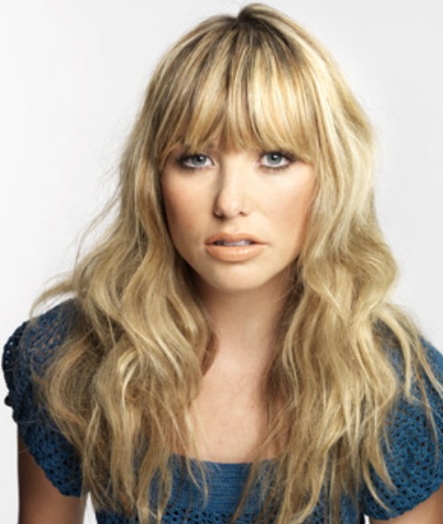 Blonde Waves with Blunt Bangs